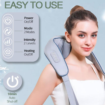 Deep Kneading Neck and Shoulder Massager with Heat 5D Cordless Mini Shiatsu Neck