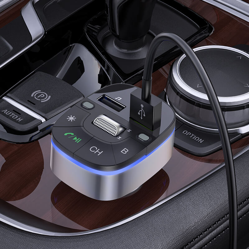 Hoco QC3.0 18W In-Car Audio Wireless Bluetooth FM Transmitter E71