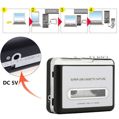 Cassette Player Portable Tape Player Captures MP3 Audio Music via USB Silver