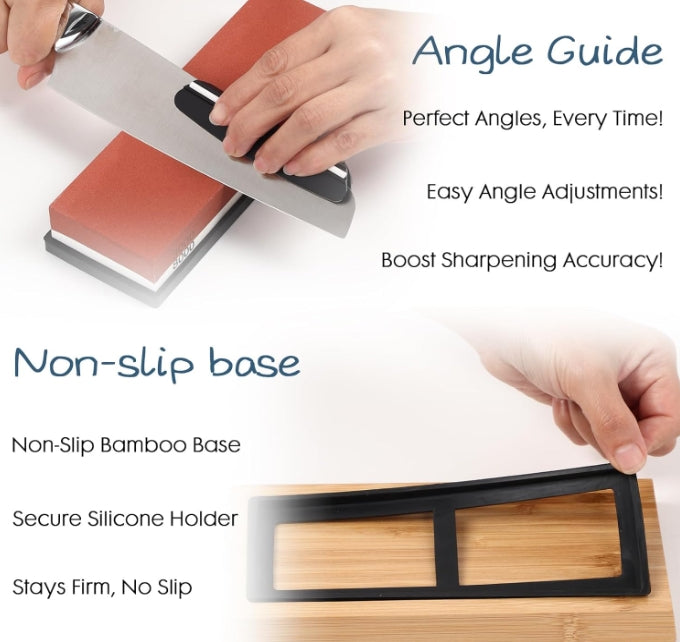 Knife Sharpening Stone Set, 4 Side Grit 400/1000, 3000/8000 Whetstone, Wet Stone Sharpener Stone Kit