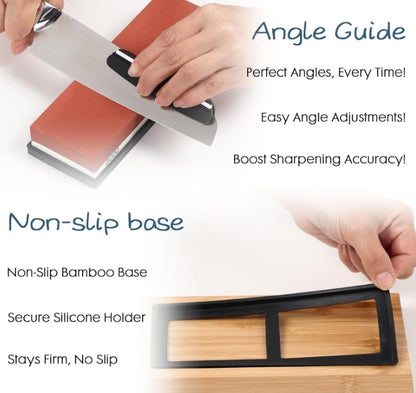 Knife Sharpening Stone Set, 4 Side Grit 400/1000, 3000/8000 Whetstone, Wet Stone Sharpener Stone Kit