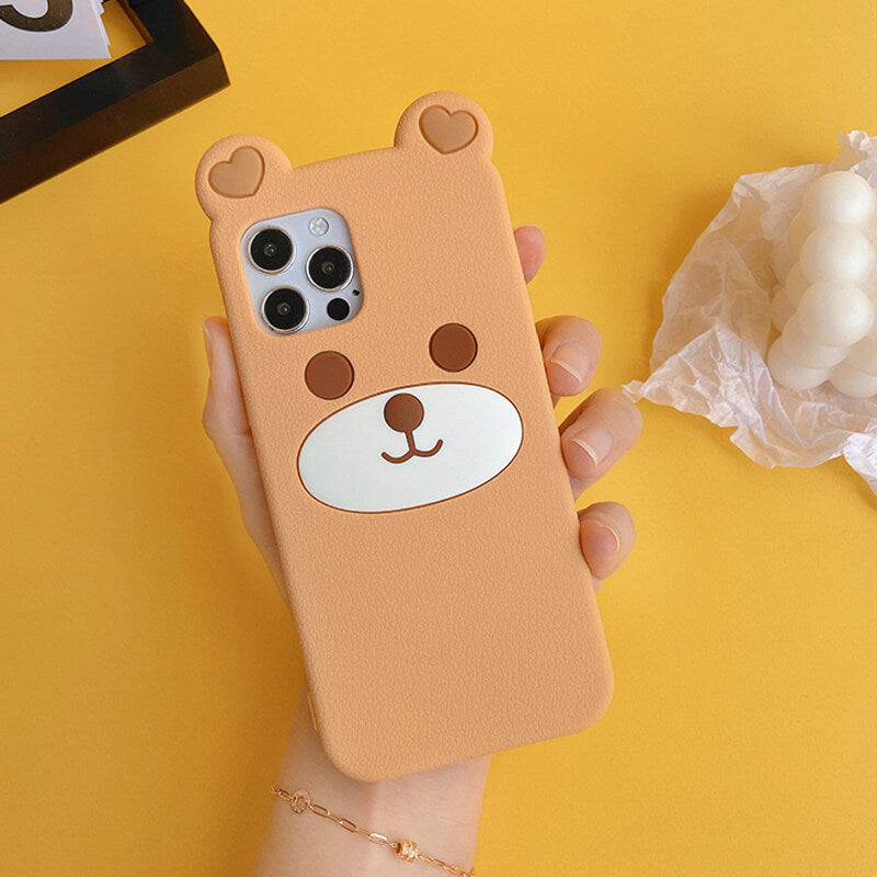 Suitable for Phone Q Uncle Brown Bear Silicone Phone Case