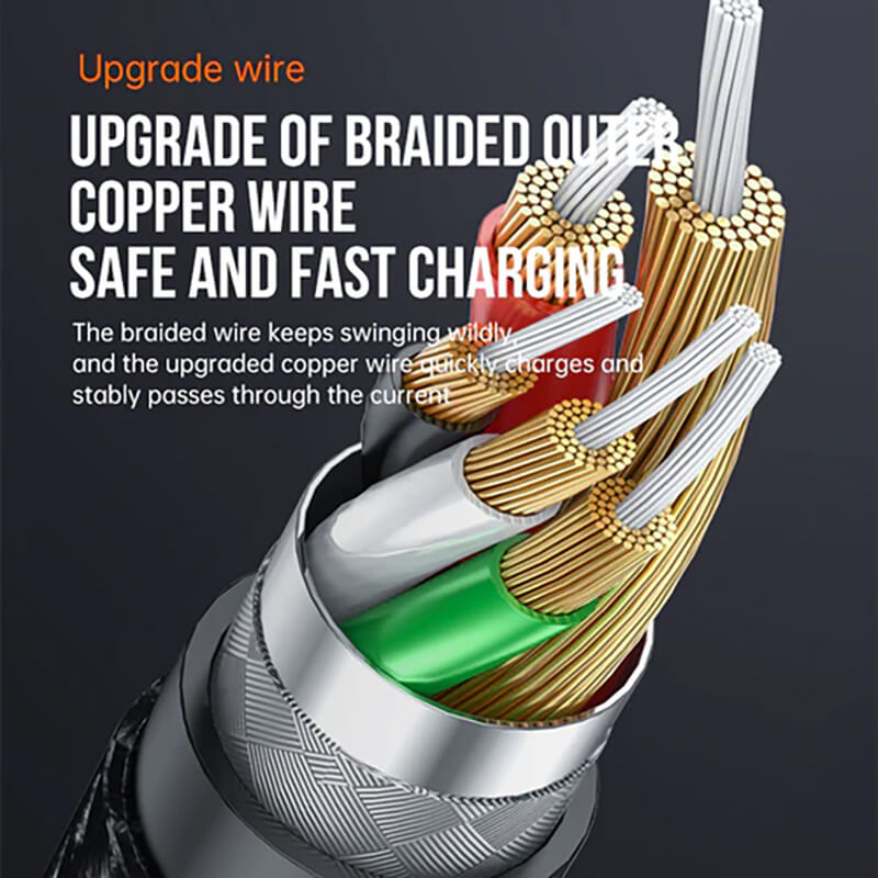 VFAN 4 in 1 Nylon Braided 60W Fast Charging Data Cable 1.2m X19