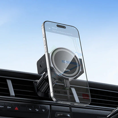 Hoco 15W Wireless Charging Magnetic & Clamp Air Vent Car Phone Holder HW35