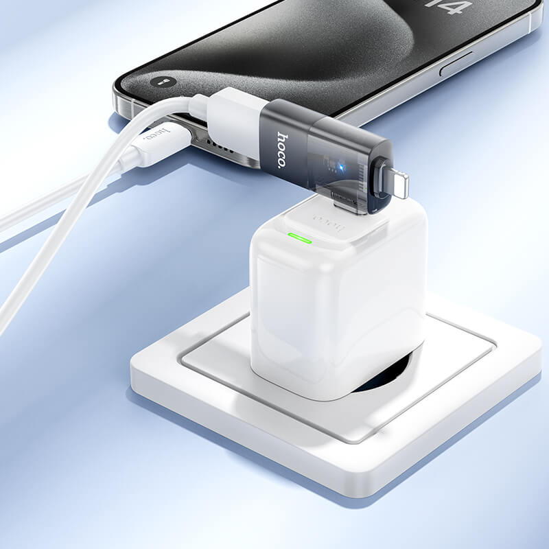 Hoco Dual Lightning Type-C Male to USB Female OTG Adapter UA36E