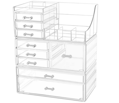 Acrylic Clear Makeup Storage Organizer Drawers Large Cosmetic Display 7