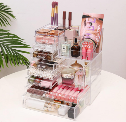 Acrylic Clear Makeup Storage Organizer Drawers Large Cosmetic Display 7
