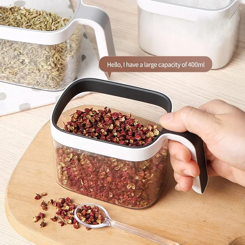 Mobie Wall Mounted Spice Organizer with Sealed Containers and Spoons E2007