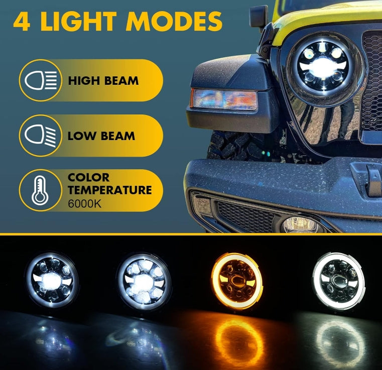 2PCs 7 inch LED Headlight Motorcycle Round DOT Approved