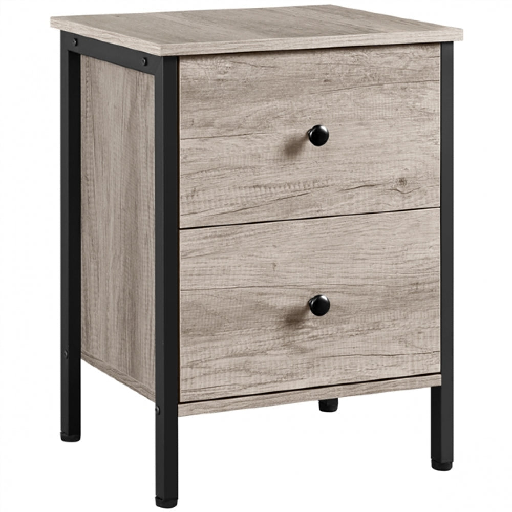 Metal-Framed Side Table with 2 Drawers