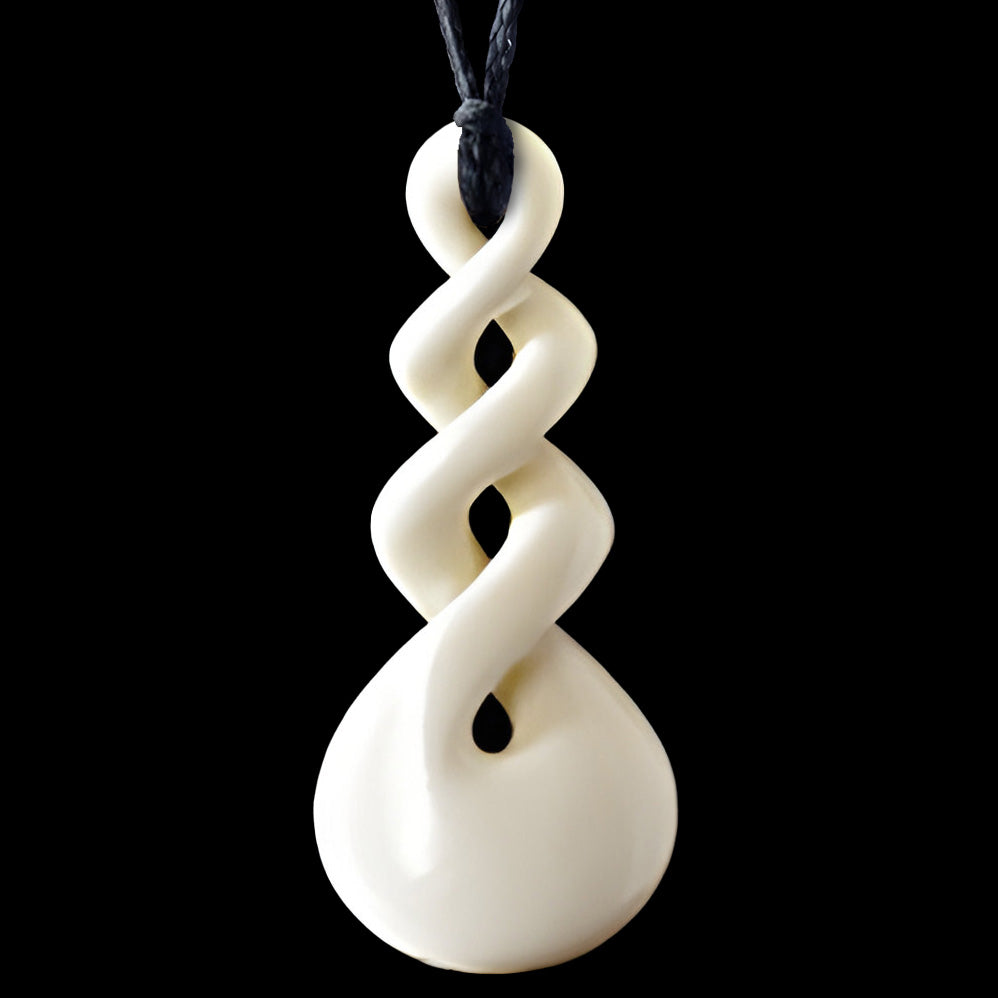 Large Triple Twist, hancrafted bone pendant Large