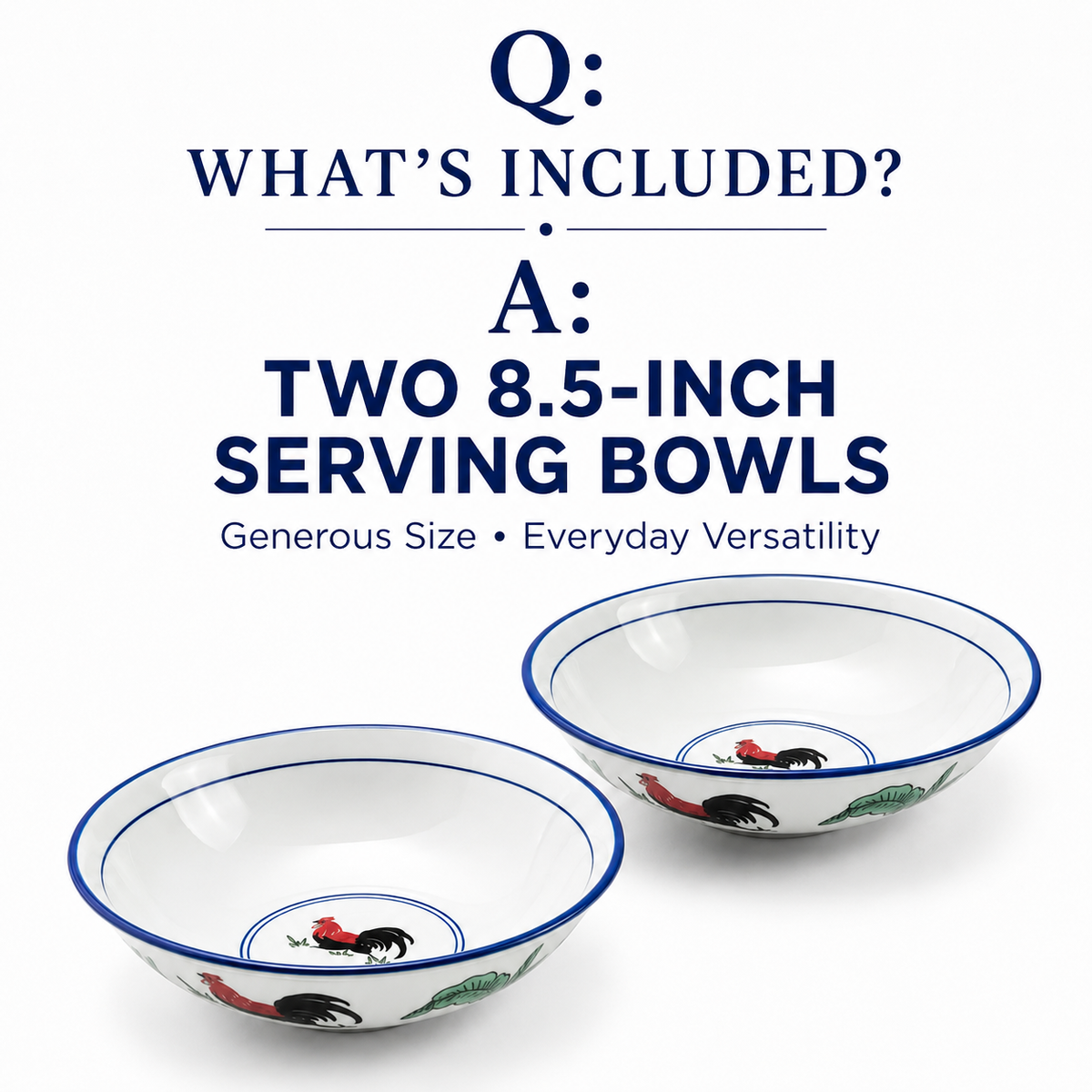 Red Rooster 8.5-Inch Serving Bowls – Set of 2