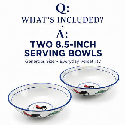 Red Rooster 8.5-Inch Serving Bowls – Set of 2