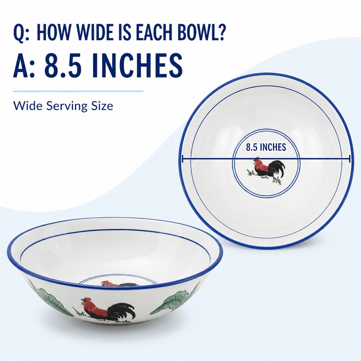 Red Rooster 8.5-Inch Serving Bowls – Set of 2