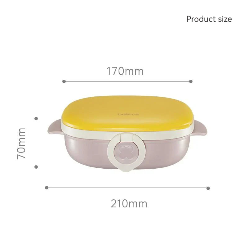 800ml Thermal Stainless Steel 3 Grids Suction Plate /Bowl Tableware -Blue