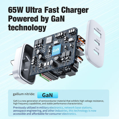 VFAN PD 65W 3-in-1 GaN Ultra Fast Charger Plug MacBook Available AU7