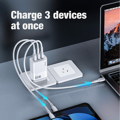 VFAN PD 65W 3-in-1 GaN Ultra Fast Charger Plug MacBook Available AU7