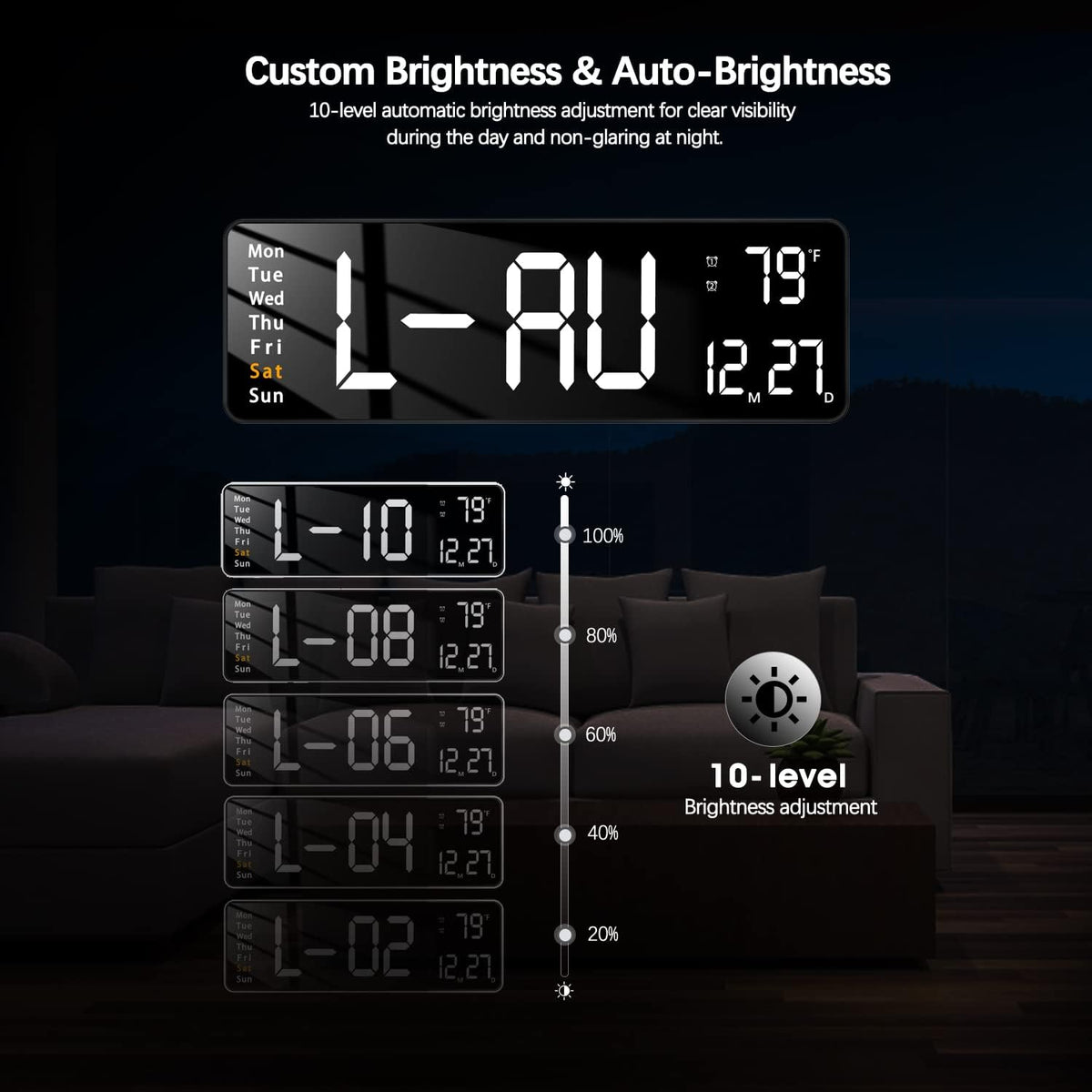 Large Digital Wall Clock 16" with Remote Control USB Powered