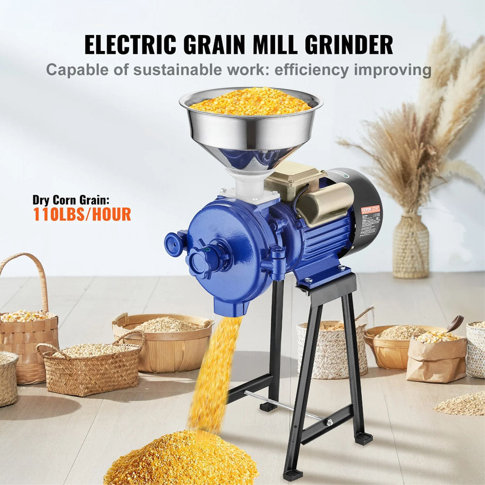 3000W Electric Grain Mill Grinder Machine for Commercial Home Coffee Bean Spice Corn Wheat Flour Rice Nut Cereal Tofu Sorghum Milling Refining