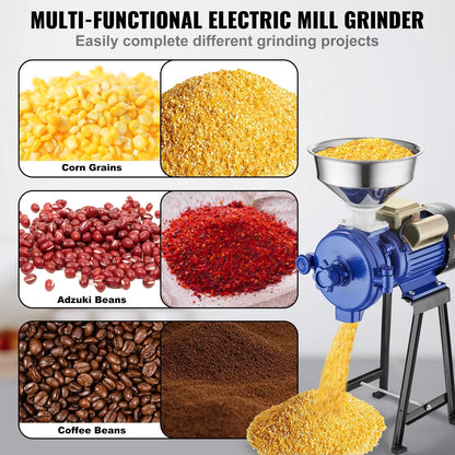 3000W Electric Grain Mill Grinder Machine for Commercial Home Coffee Bean Spice Corn Wheat Flour Rice Nut Cereal Tofu Sorghum Milling Refining