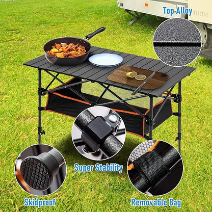 120cm Length Foldable Camping Table – Portable Outdoor Table with Adjustable Height ZF1468