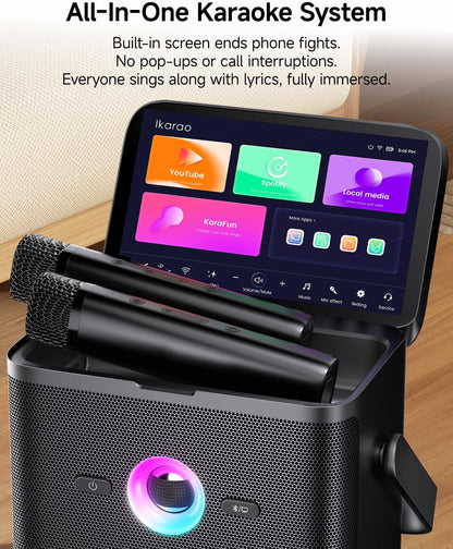 Ikarao S3 Karaoke Machine System With 7″ Touch Screen Wireless Mic