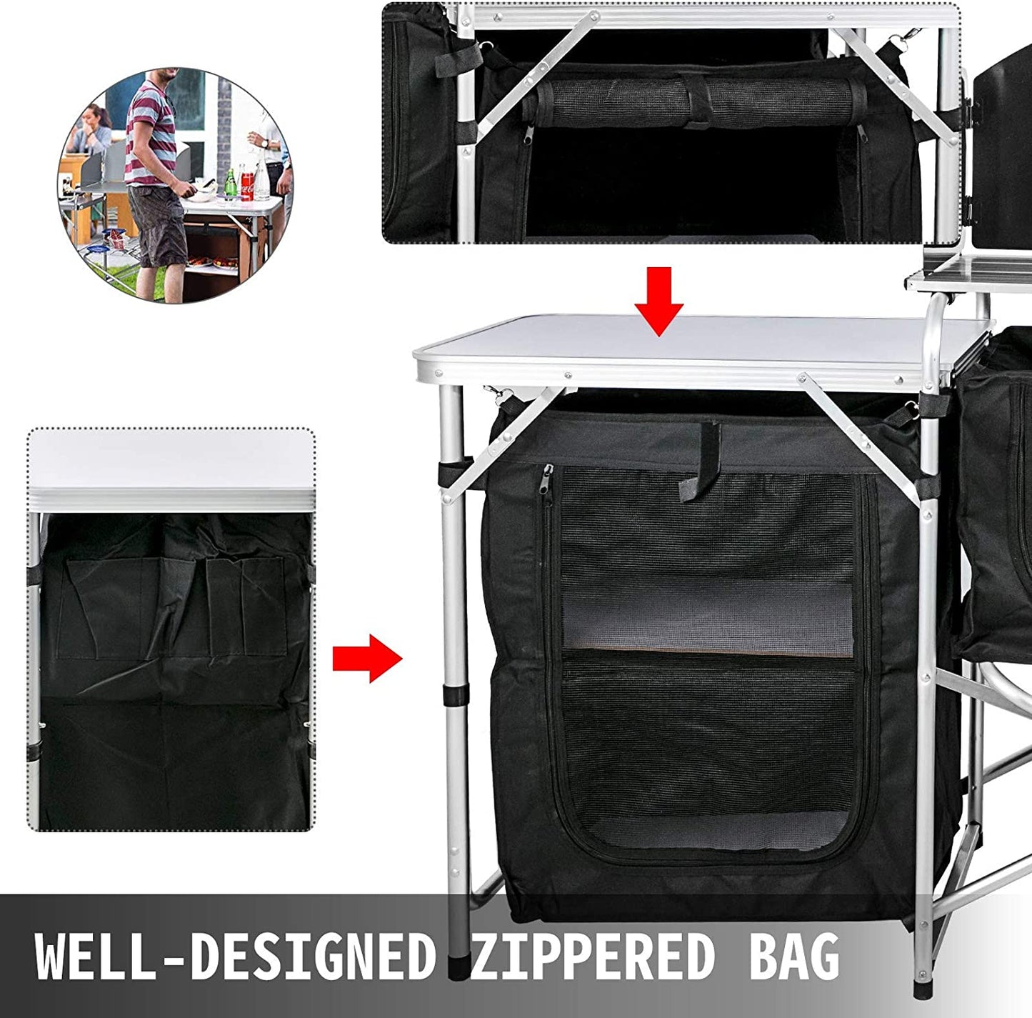 Camping Kitchen Table Portable Folding Camp Cook Table