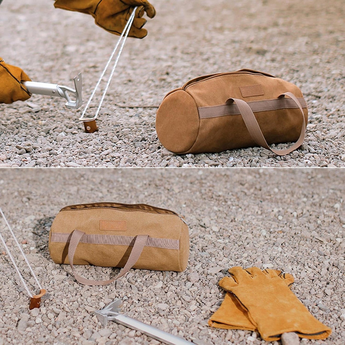 ECOTREK Canvas Tent Stake Bag – Portable Camping Peg & Hammer Storage Bag AYH11101