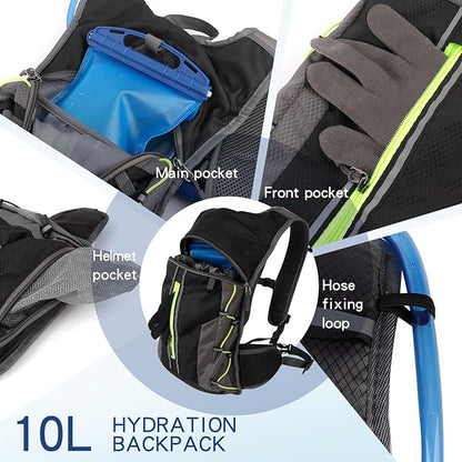 Hydration Backpack with 2L Water Bladder - 10L Hiking & Cycling Rucksack BDXJ50112