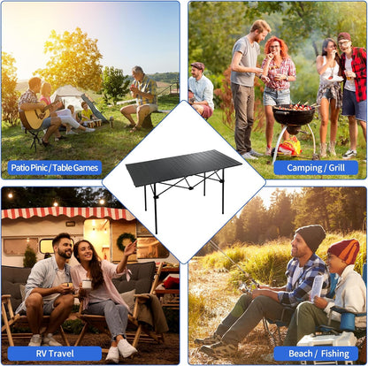 120 cm Portable Folding Camping Table – Roll-Up Outdoor Cooking & Picnic Table ZF1409