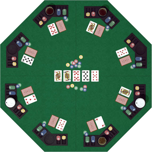 48 Inch Foldable Poker Table Top for 8 Players Chips Tray & Cup Holders Texas