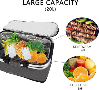 Insulated Picnic Lunch Bag - Large 20L Foldable Soft Cooler Bag JS33001