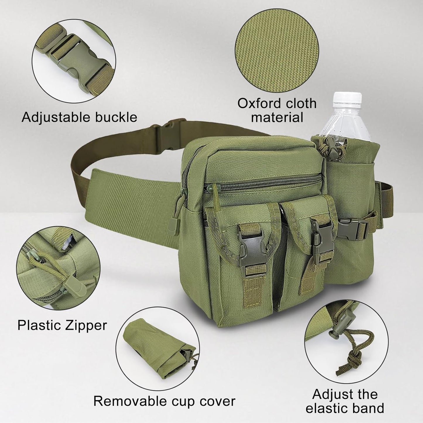 Waterproof Waist Bag with Removable Bottle Pouch - Multi-Pocket Outdoor Sports BL7013