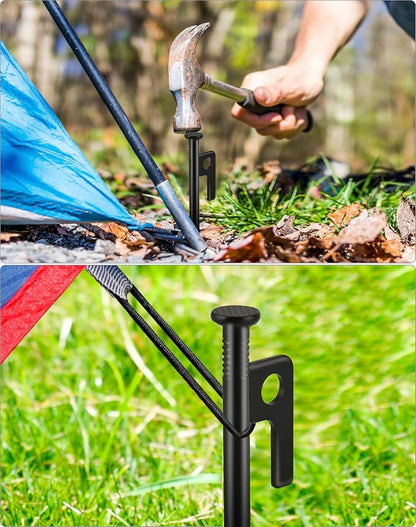 ECOTREK Heavy Duty Tent Pegs – 40cm Steel Camping Stakes for Hard Ground, Beach & Grass JP120512
