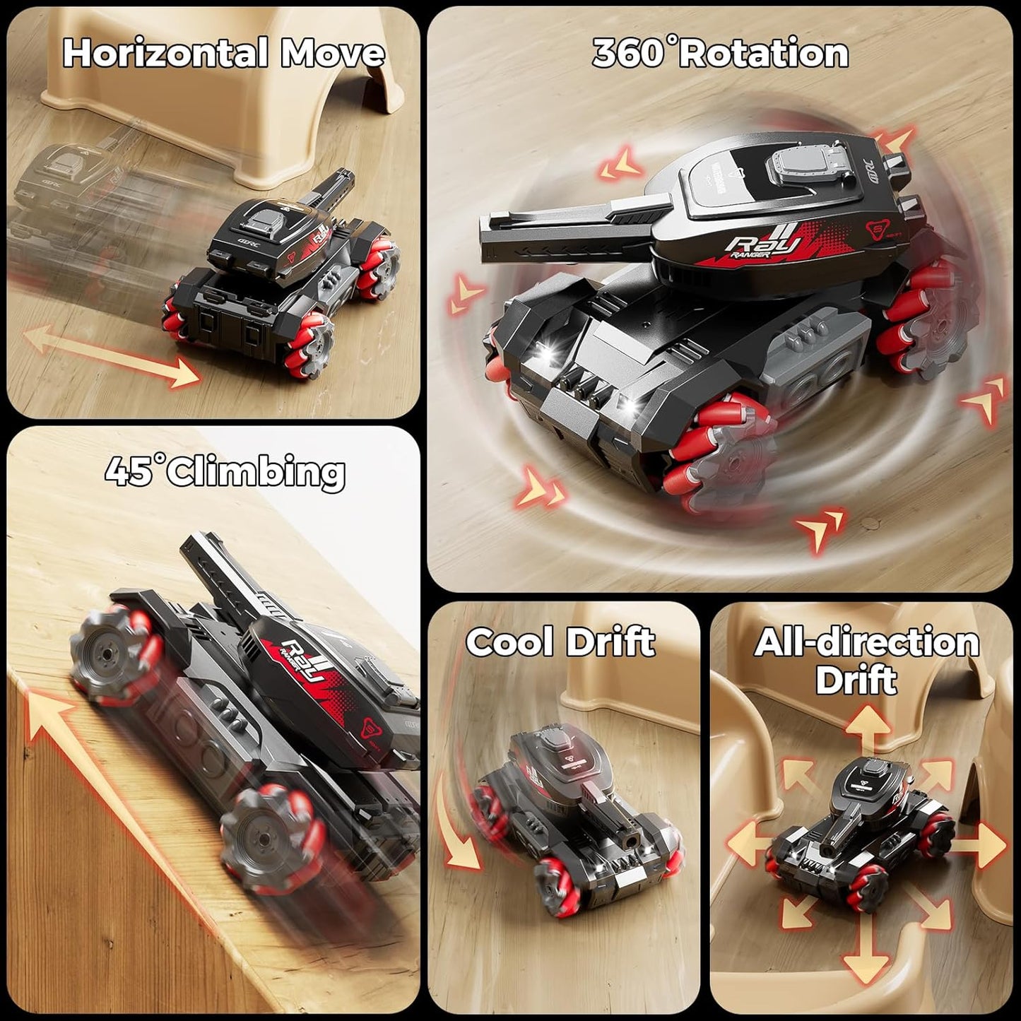 RC Tank Shoots Gesture Sensing Rc Stunt Car Light &amp; Music Water Bullet Ball