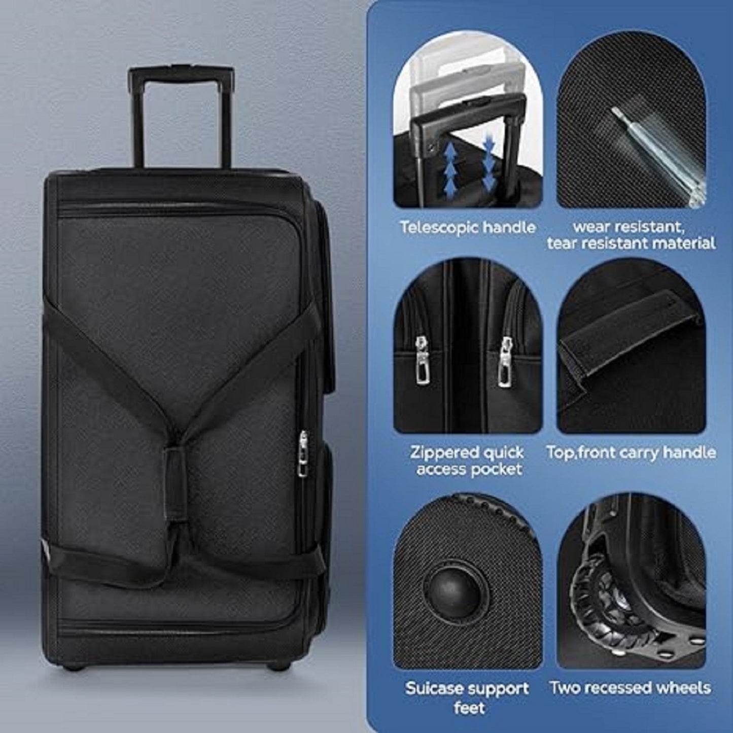 Ecotrek Rolling Duffle Bag with Wheels and Handle | Expandable Waterproof Trolley Travel Bag CP1228