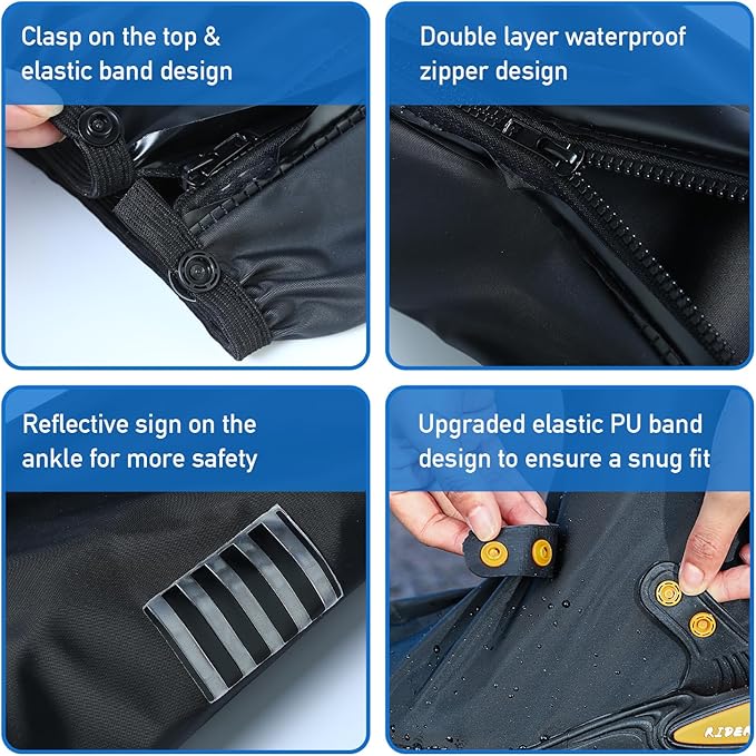 Waterproof Shoe Covers – Rain Boot Protectors with Reflective Strip for Men & Women YR10111