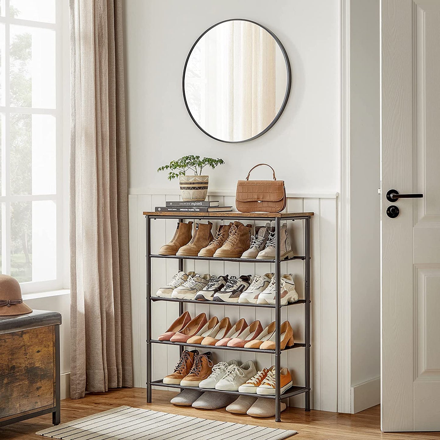 rustic brown shoe organizer
