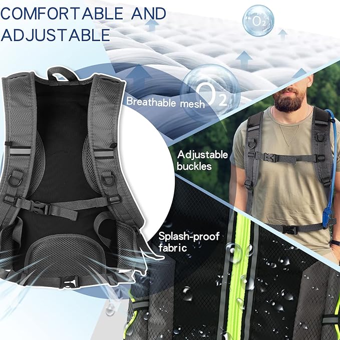 Hydration Backpack with 2L Water Bladder - 10L Hiking & Cycling Rucksack BDXJ50112