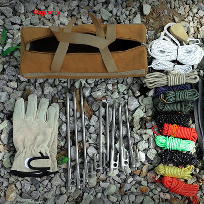 Large Tent Stake & Tool Bag – Canvas Camping Pegs Bag with Zipper HL51606