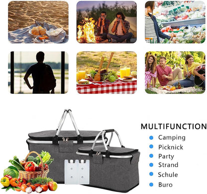 Insulated Picnic Lunch Bag - Large 20L Foldable Soft Cooler Bag JS33001