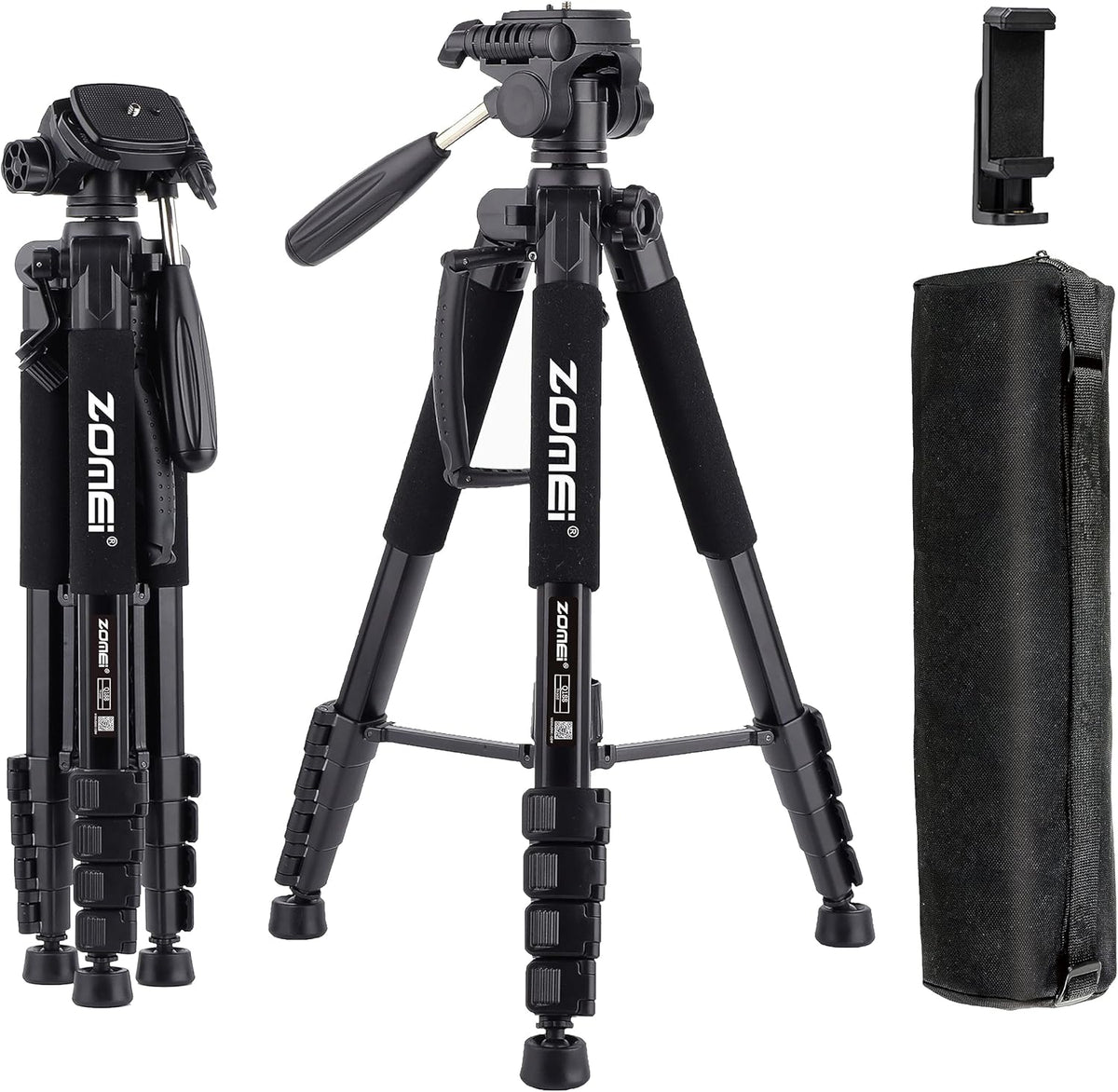 Camera Tripod with Phone Holder Lightweight Travel Max up 1.88m