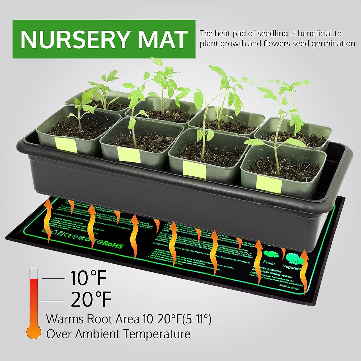 Seedling Heat Mat Plant Heated Pad 25x50CM