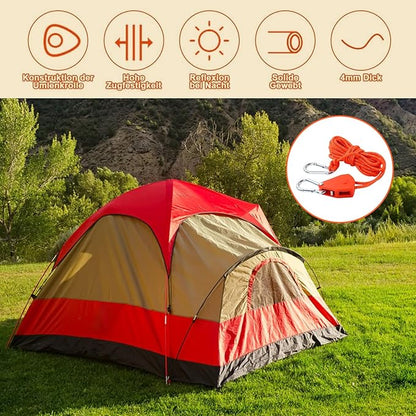 ECOTREK Reflective Ratchet Guy Ropes – Adjustable Tent Tie Down Ropes with Pulley JP5687