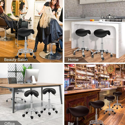 Rolling Saddle Stool PU Leather