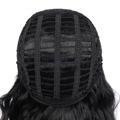 Women Mid Wig with Hat Blond Synthetic Hair Full Wigs High Quality