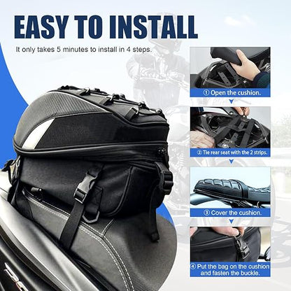 ECOTREK Expandable Waterproof Motorcycle Tail Bag & Backpack 25L–38L BQF1111
