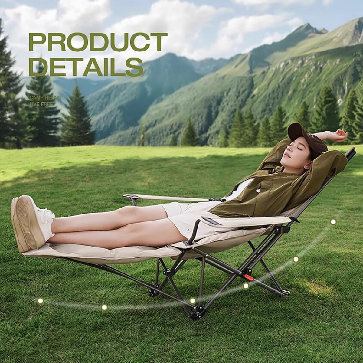 Urban Wave Folding Camping Chair with Footrest & Recline – 2-in-1 Portable Outdoor Chair YQ5043