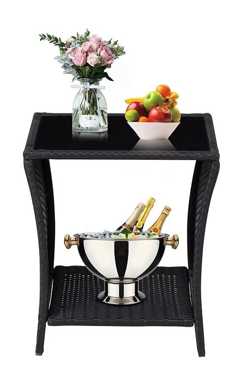 PE/PVC Rattan Patio Chairs & Round Table 3PC Set