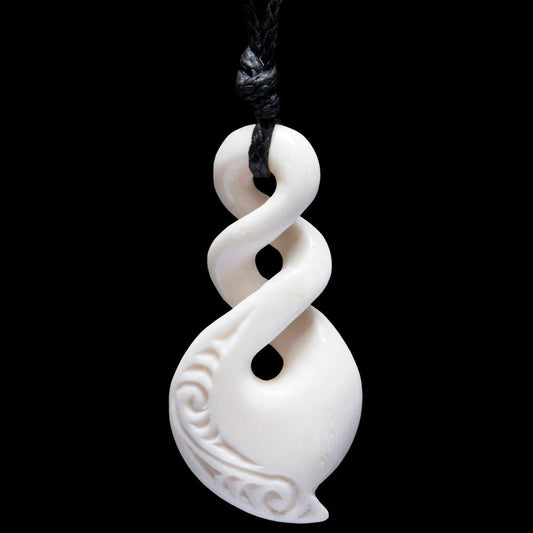 Engraved Double Twist, handcrafted bone Pendant